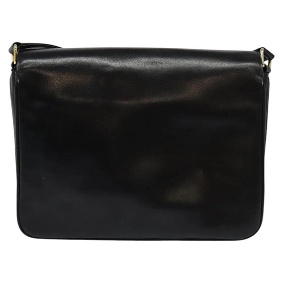 GUCCI Web Sherry Line Shoulder Bag Leather Black Gold - Picture 3 of 14